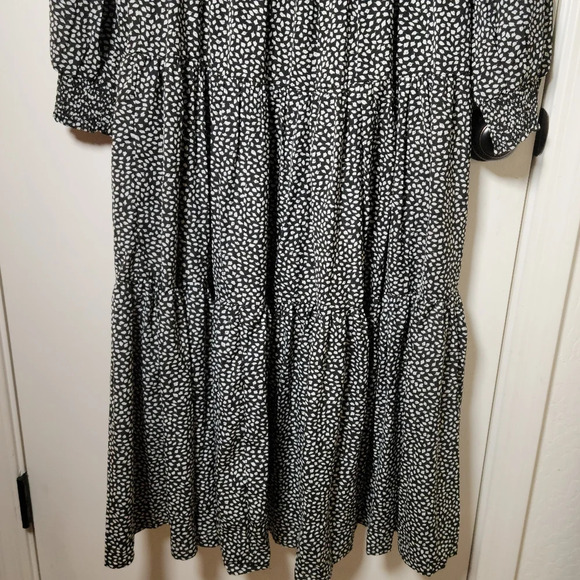 Petal + Pup Black and White Long Sleeve Tiered Modist Midi Dress - Size 10 - Picture 2 of 9